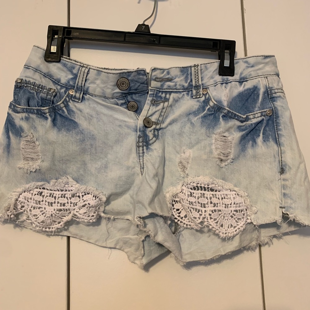 Lace jean shorts